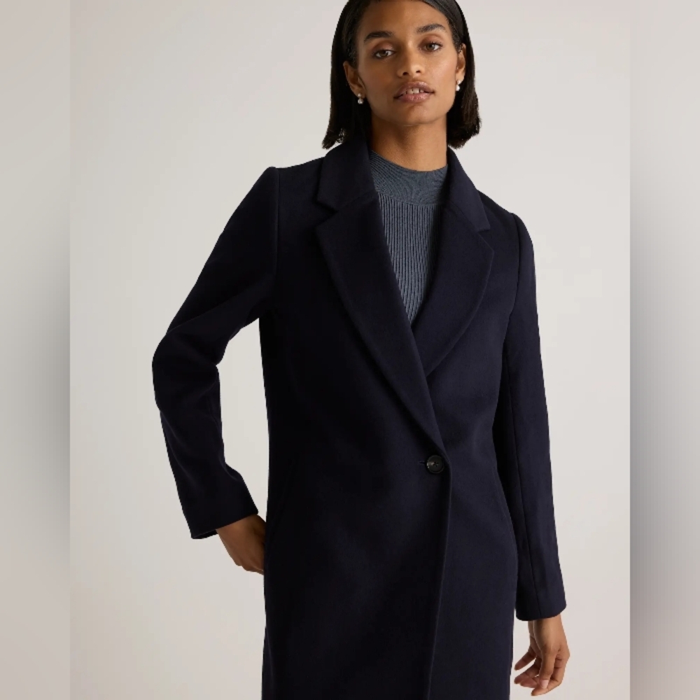 Quince Italian Wool Long Classic Coat. Navy. Small. Perfect Condition. - Picture 11 of 17